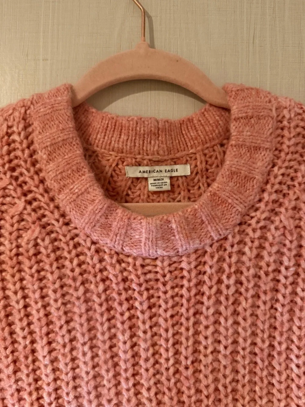 American Eagle Outfitters Dusty Pink Chunky Crewneck Sweater Medium
